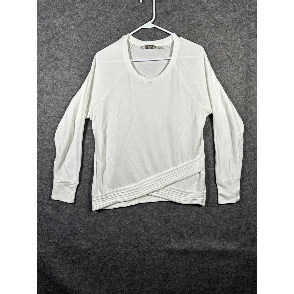 Athleta White Long Sleeve Top Criss Cross Hem Lightweight Athletic Casual